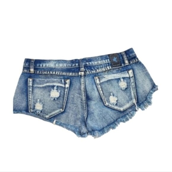REVOLVE ONE Teaspoon Denim Fringe Distress Shorts - Picture 2 of 9